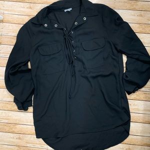 Black long sleeve sheer polyester top